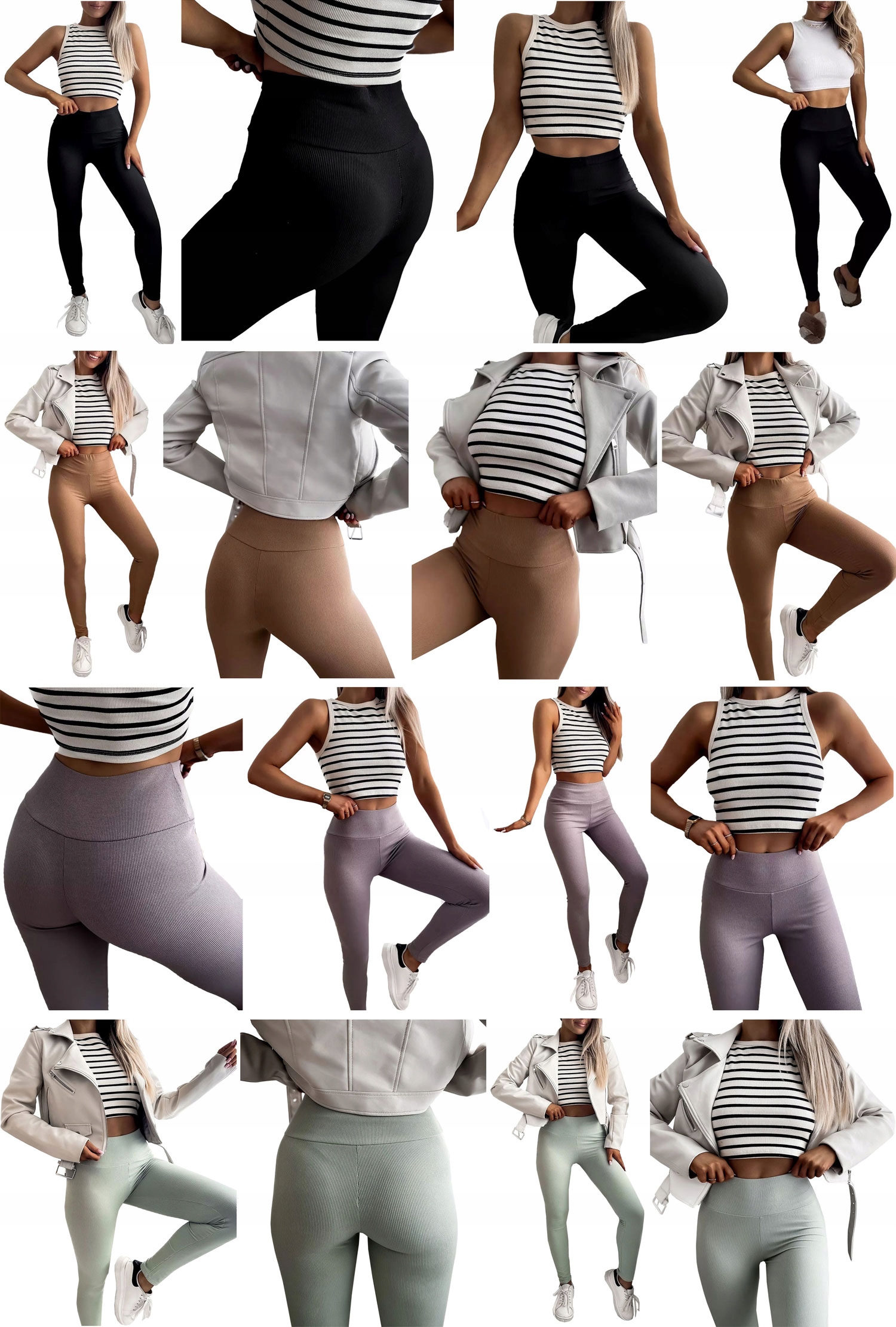 LEGGINSY PRĄŻKOWANE SPODNIE PRĄŻEK GETRY FITNESS M Płeć kobieta