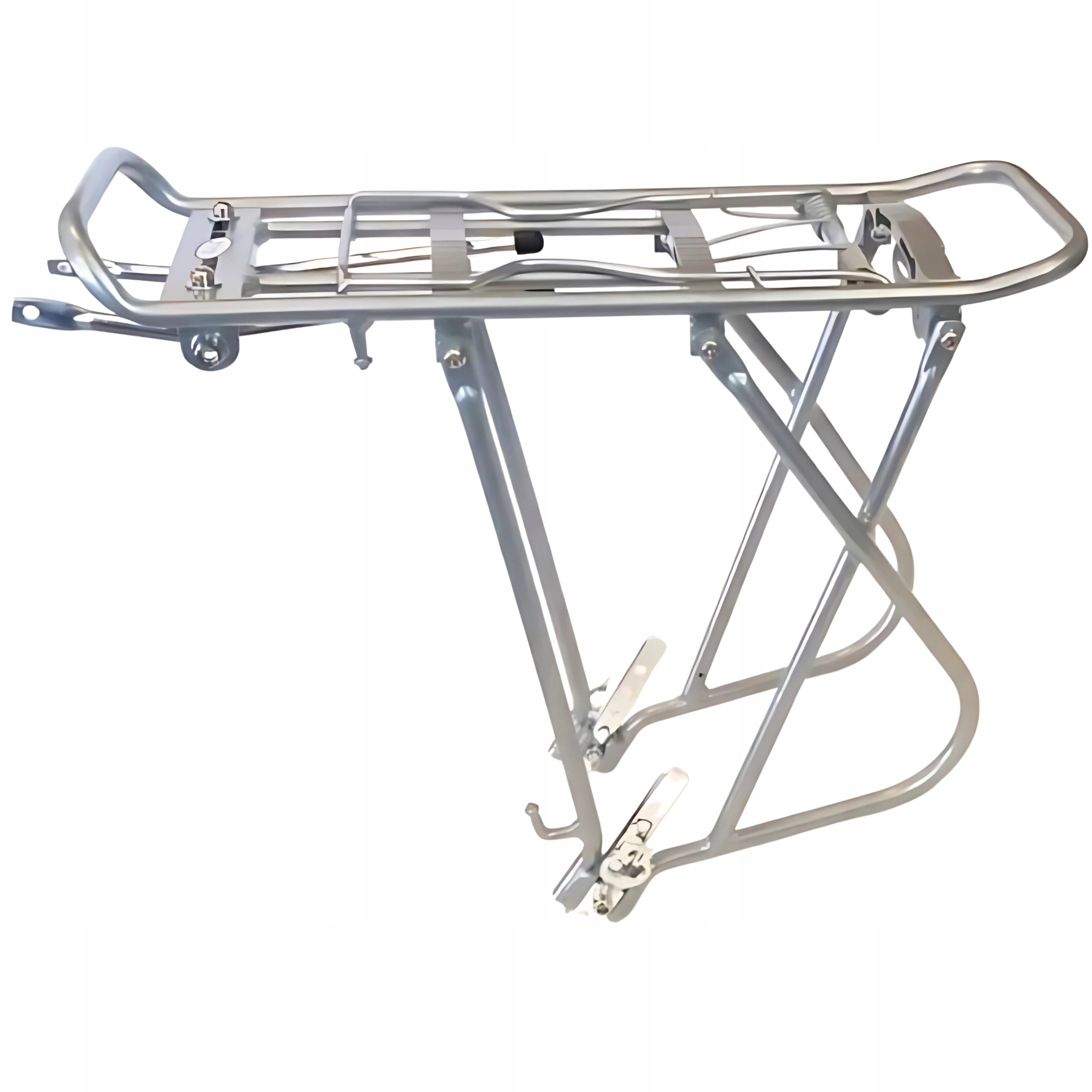 Nosič jízdních kol zadní stříbrný hliníkový 26-28 palců pro brašny s klopou