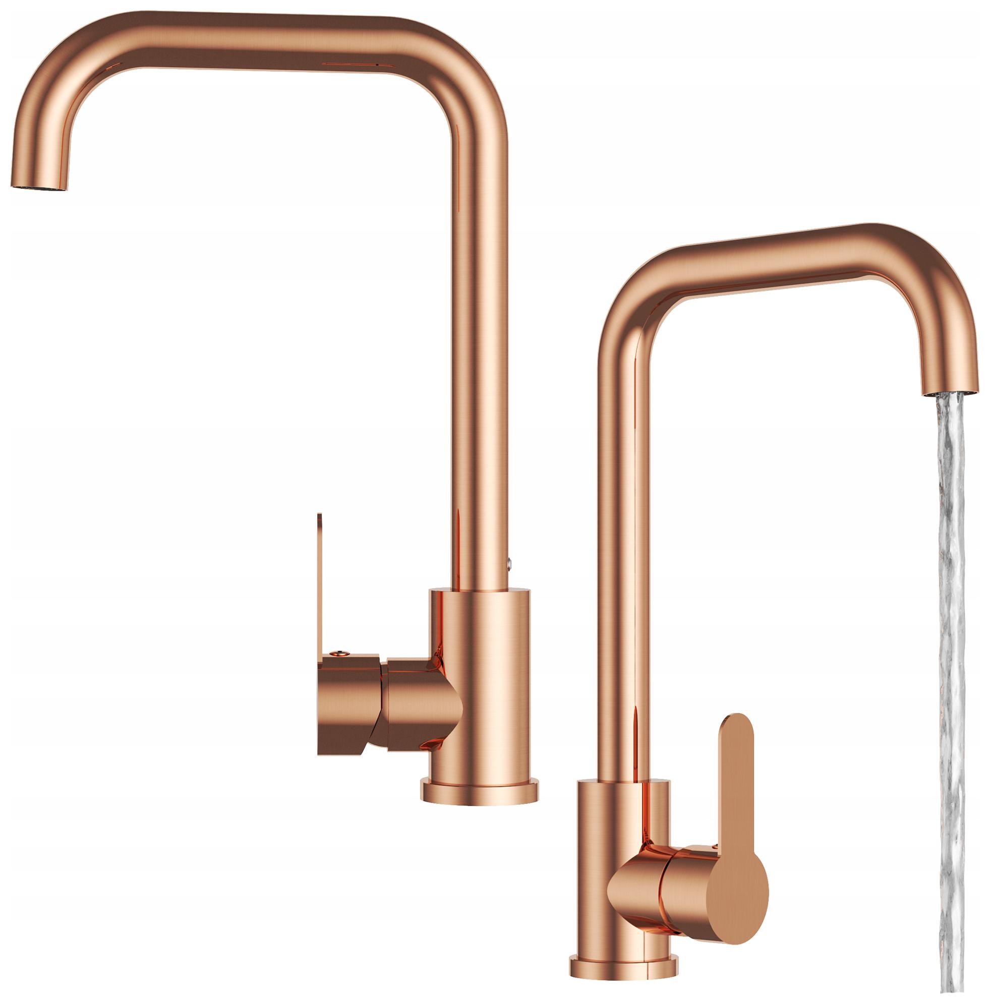 Kuchynská Batéria Do Drezu Ružové Zlato Vysoký Zaoblený Kohútik Steel