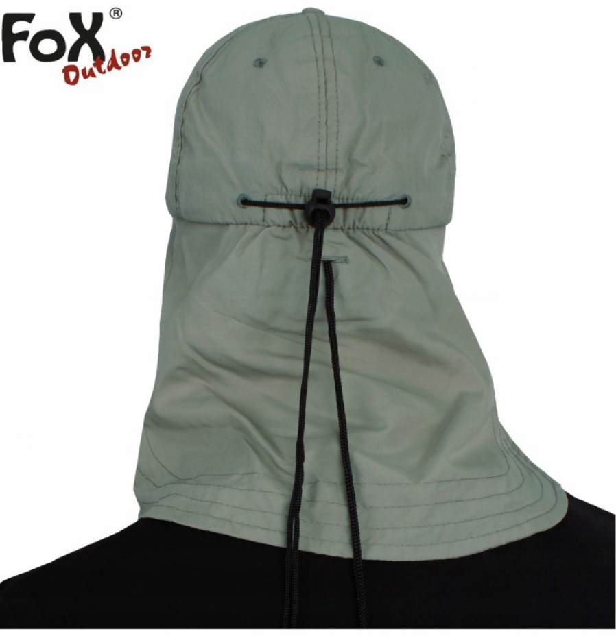 CZAPKA Z DASZKIEM NAKARCZKIEM FOX OUTDOOR MFH SAHARA OLIVE OCHRONA KARKU Rozmiar uniwersalny