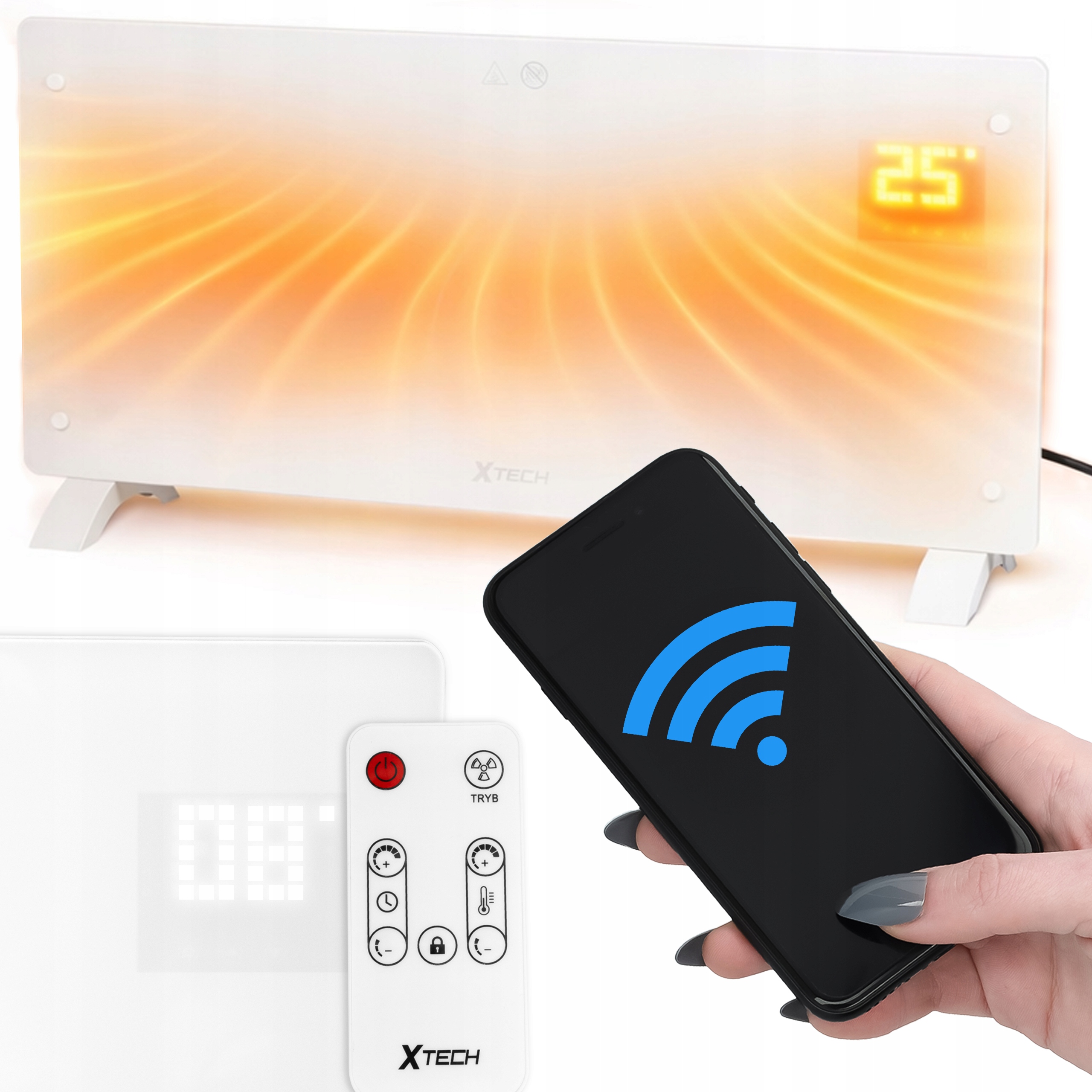 Elektrický Konvekční Ohřívač, Skleněný Topný Panel 2500 W Xtech