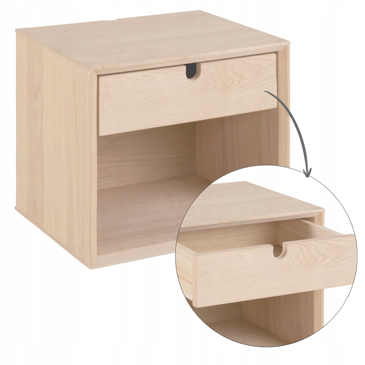 Nočná Skrinka Závesná Na Stenu So Zásuvkou béžová nočný stolík do spálne