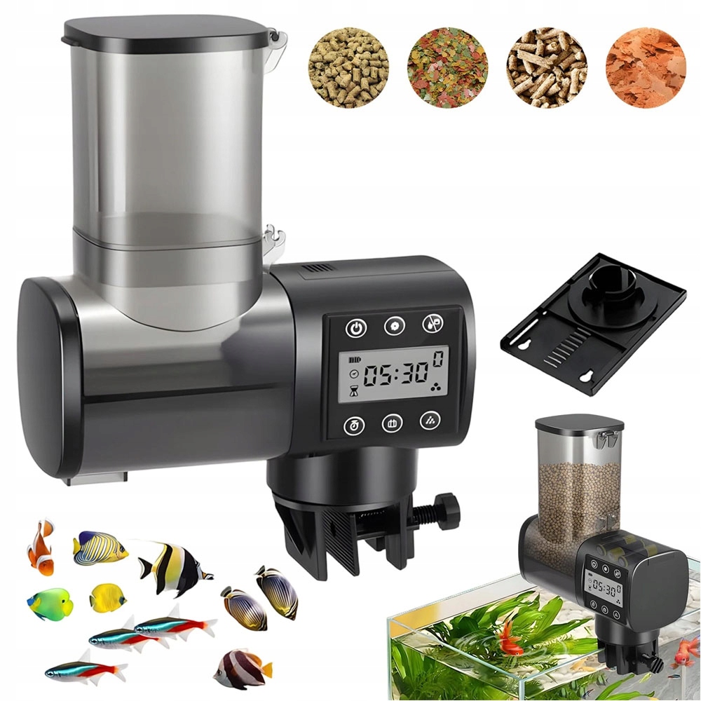 Automatické Krmítko 500 ML S LCD Displejem Pro Akvárium Se 6 Krmeními