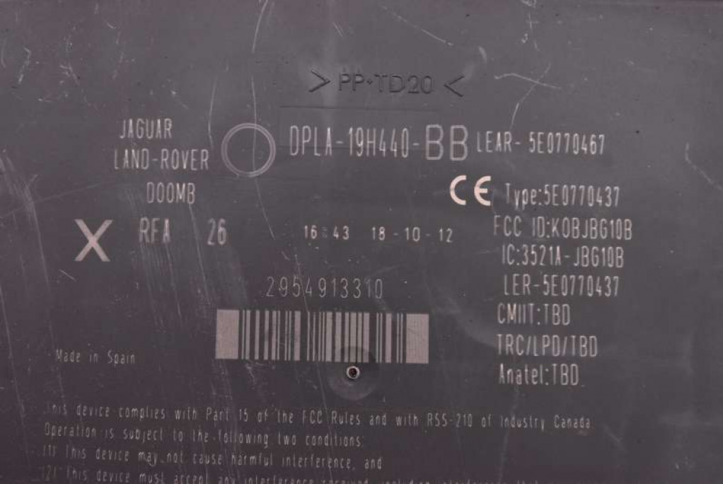 control unit module aerial KEYLESS 3521A-JBG10B JAGUAR XF X250 11-15