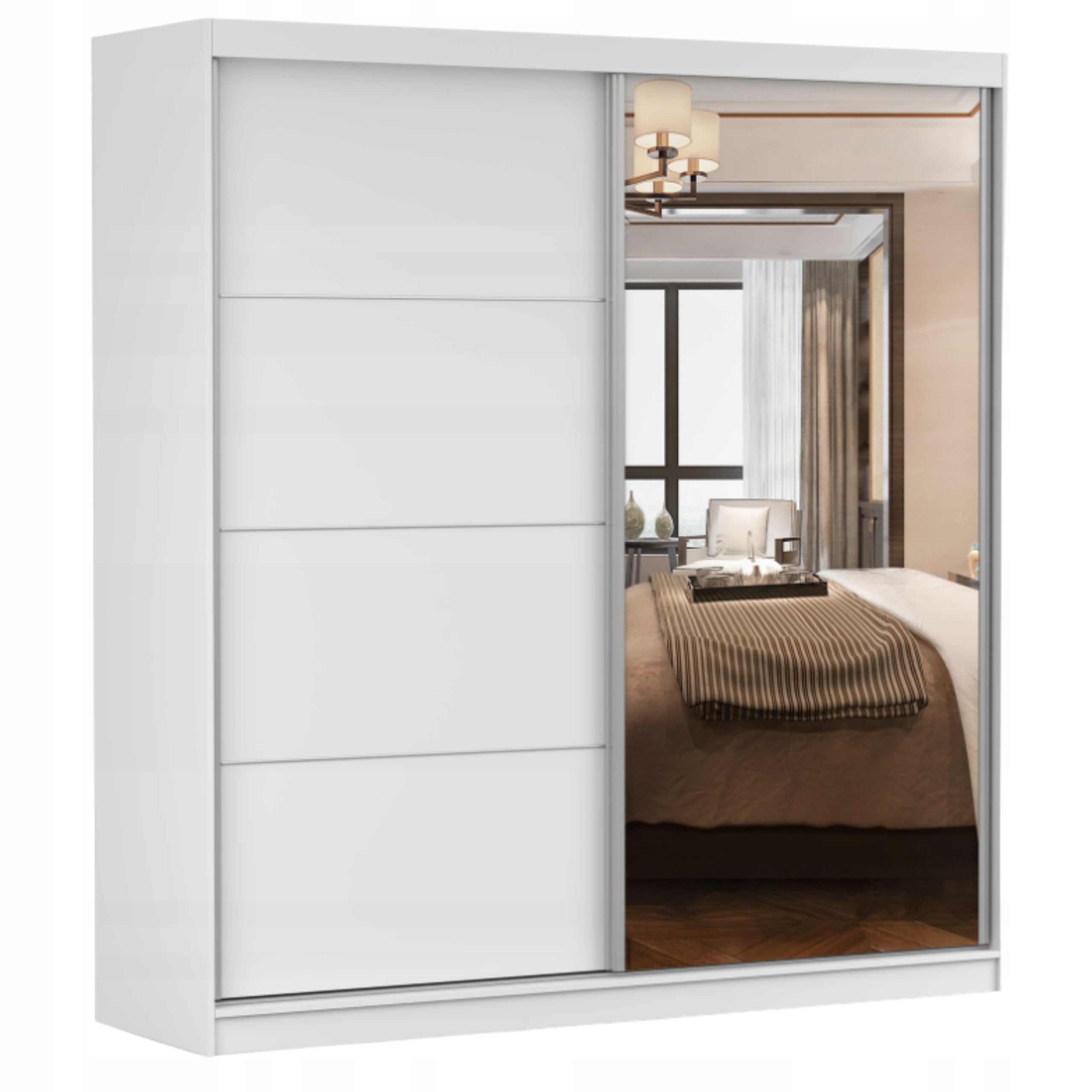 Skříň posuvná Pola 42 200 se zrcadlem police šatní skříň bílá velká Výrobce