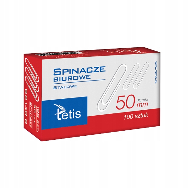 

Spinacze Biurowe Tetis 50mm Okrągłe 100 Sztuk