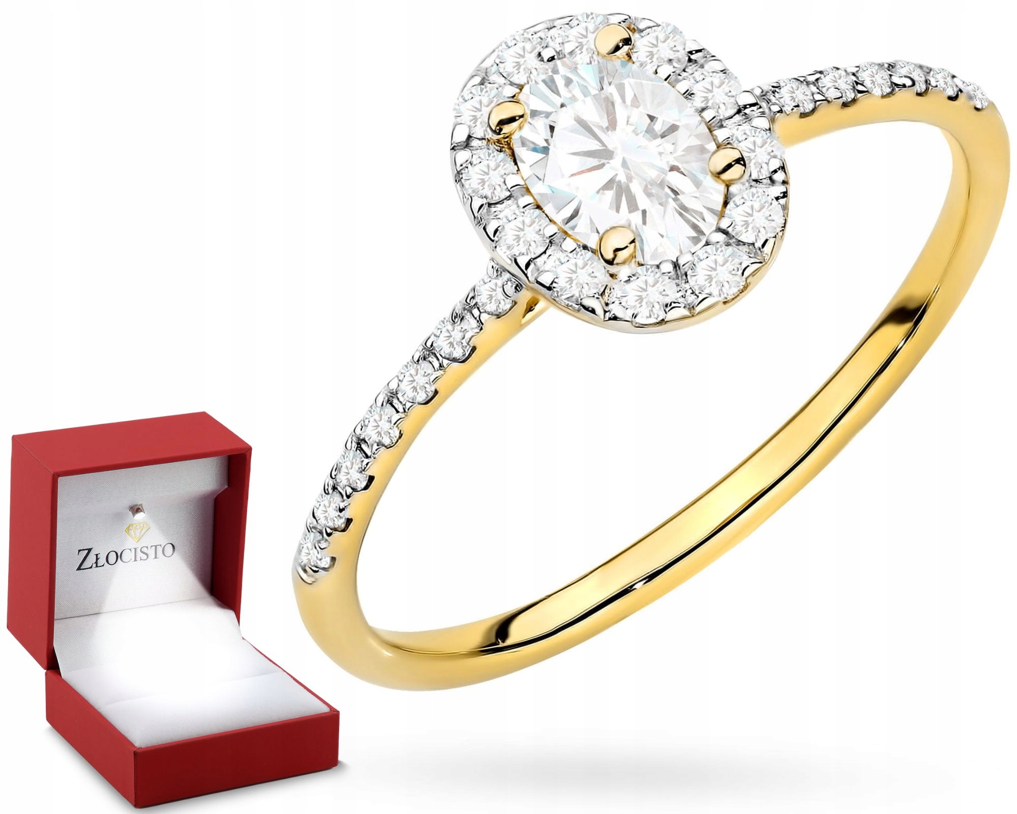 Żółte Złoto Złoty Pierścionek Diamenty Grawer 585