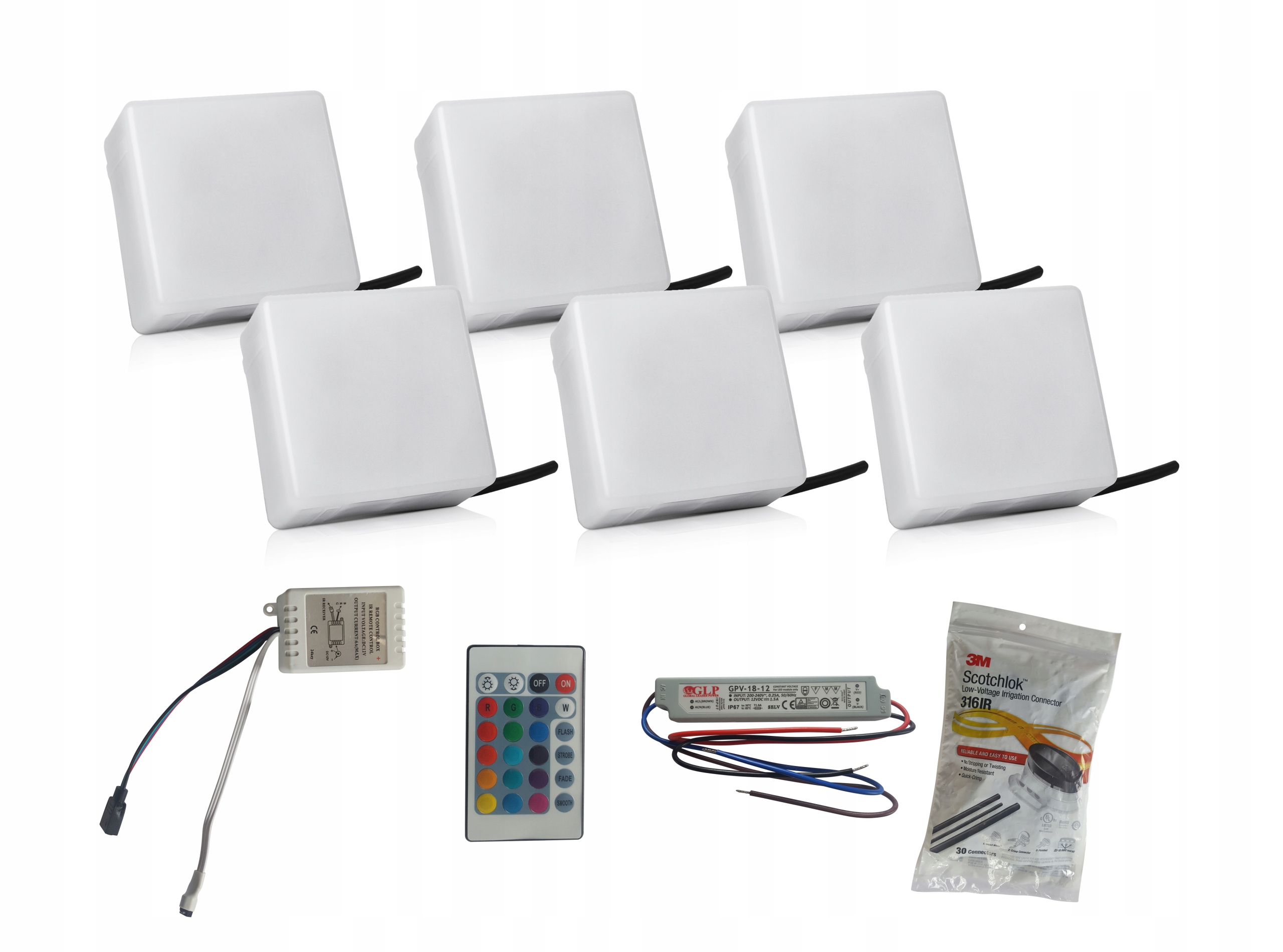 6 x Svietiaca Led dlažobná kocka 12X12 Rgb