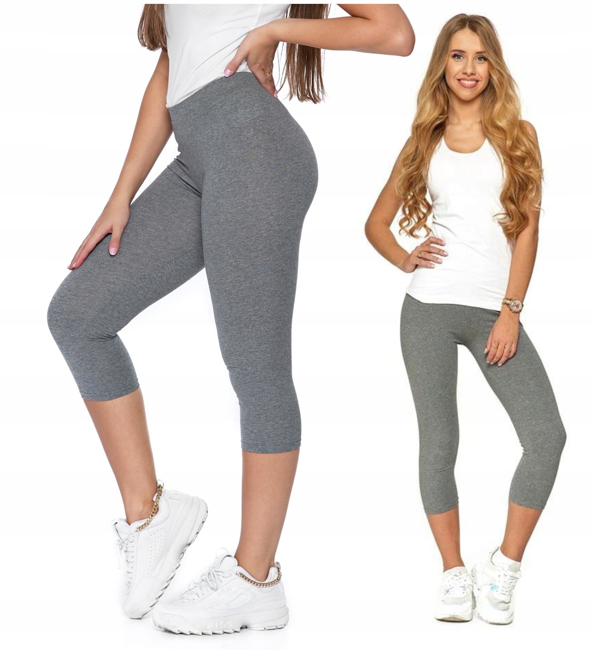 

Legginsy Damskie 3/4 Wysoki Stan Bawełna L/XL