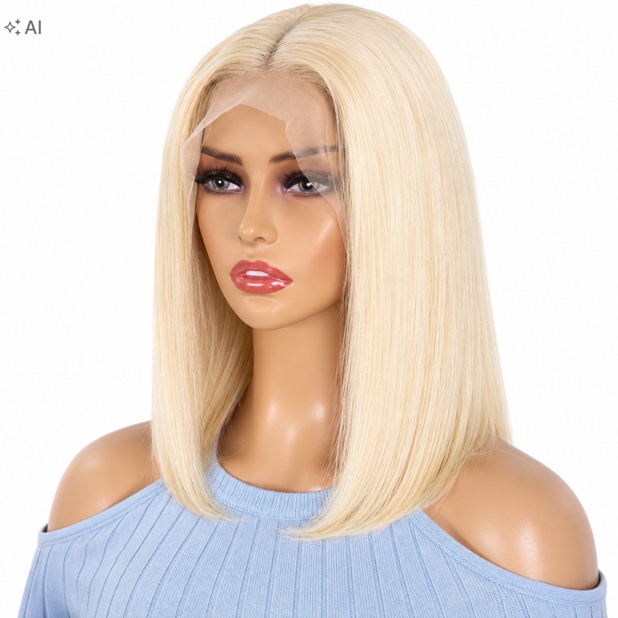 Huiwanyan Peruka Blond 613 Bob 33X10,2 CM Gęstość 180% Bez Kleju Lace Front