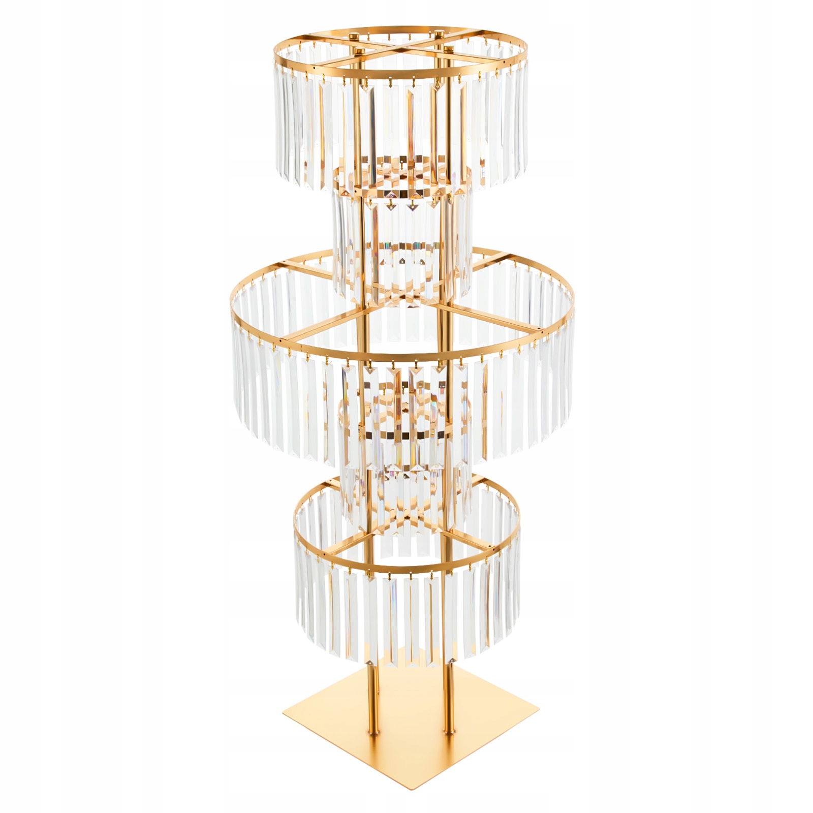 5-TIER Ice Curtain Křišťálový Květinový Stojan Zlatý Čtvercový Železný Akrylový