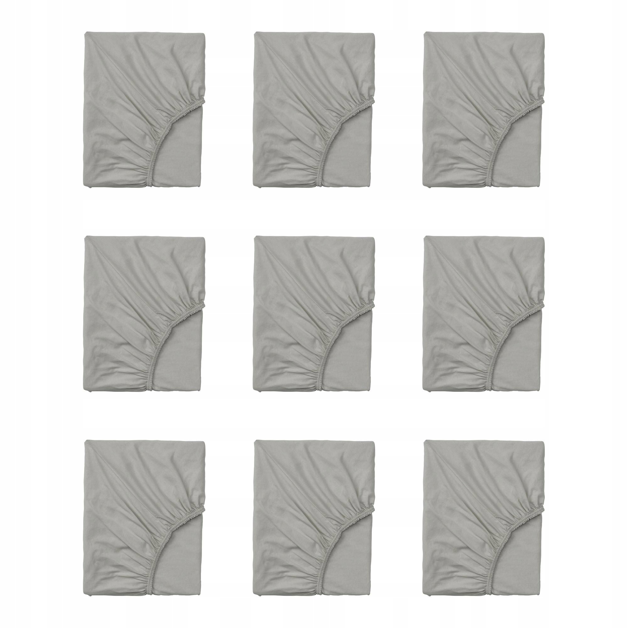 9 szt. z gumką 80x200 cm szare bawełna