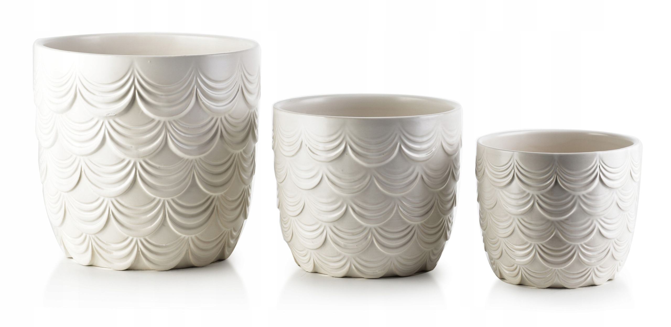 Sada 3 obalových květináčů Neva, bílé