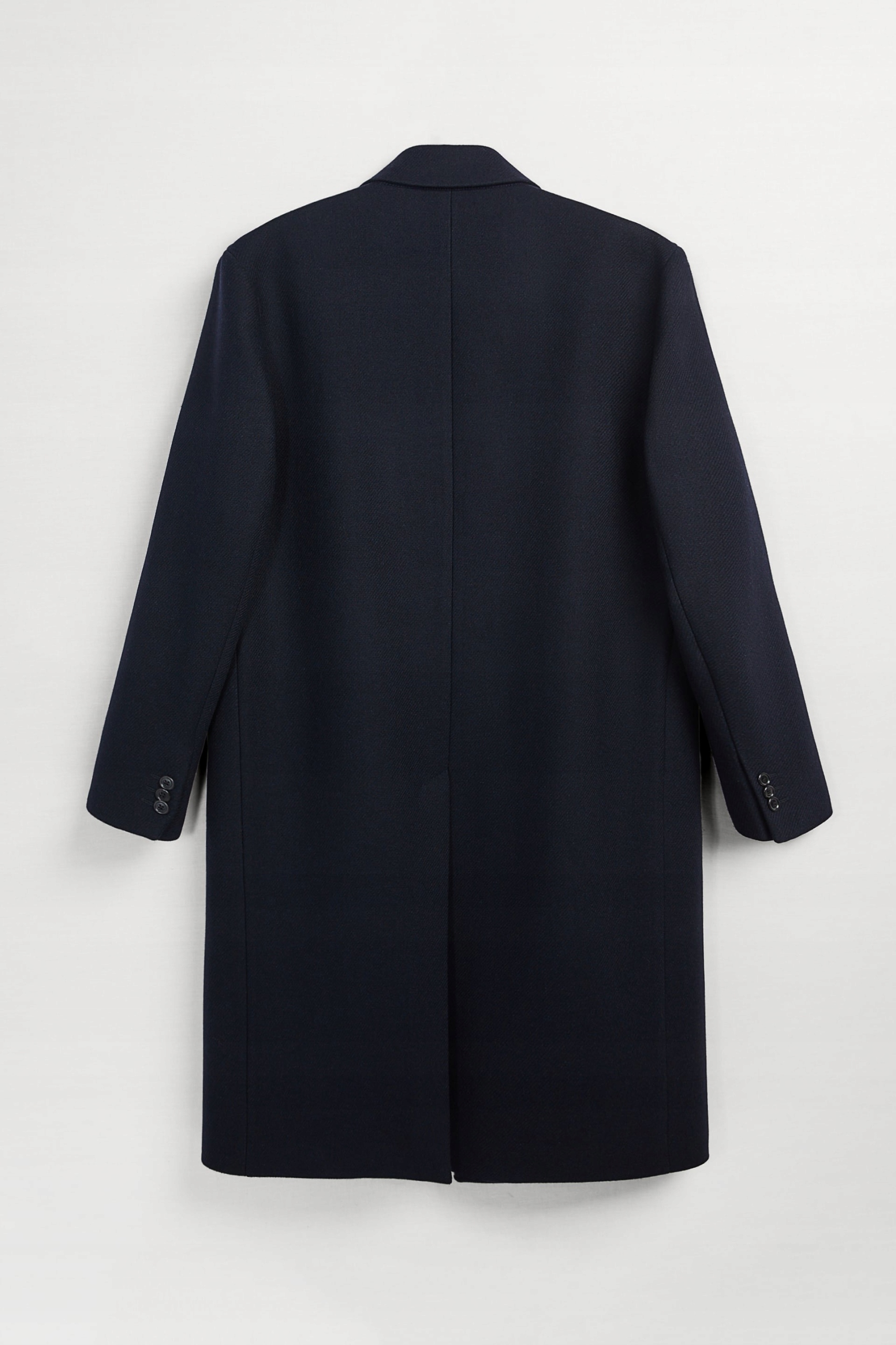 ZARA MAN PROSTY PŁASZCZ CIEMNY GRANAT WEŁNA L Długość do kolan