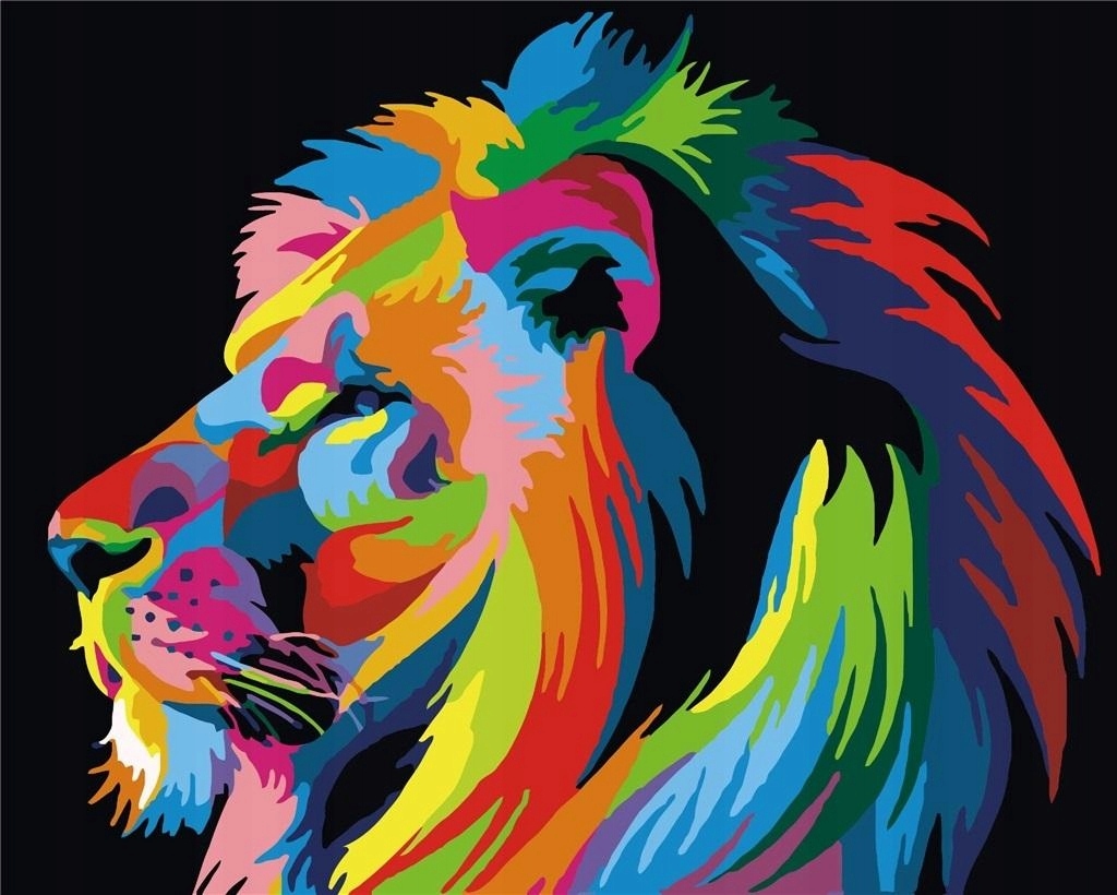 Omalovánka podle čísel pro děti Omalovánka Lev barevný 40x50 cm Pěkný