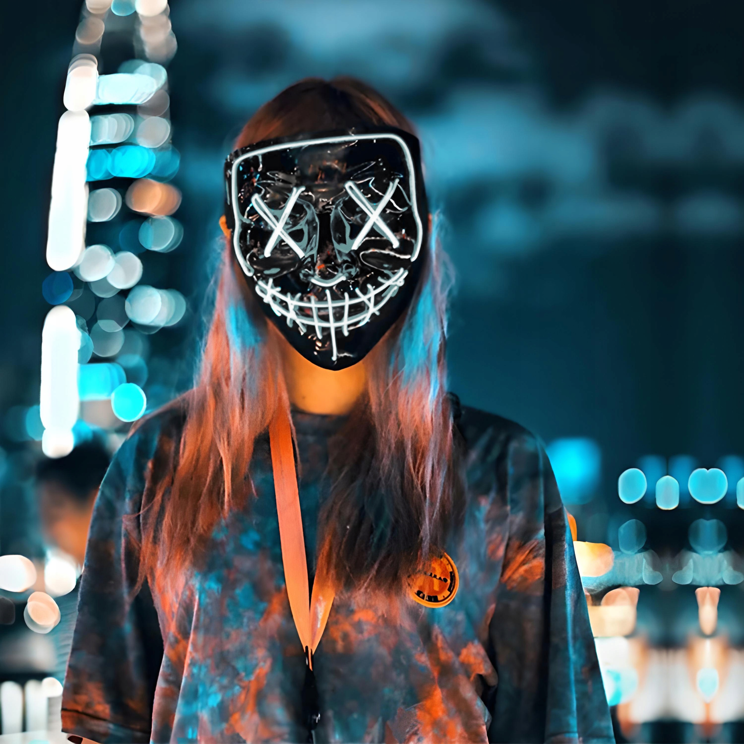 MASKA LED ŚWIECĄCA LEDOWA HALLOWEEN IMPREZA PURGE Materiał inny