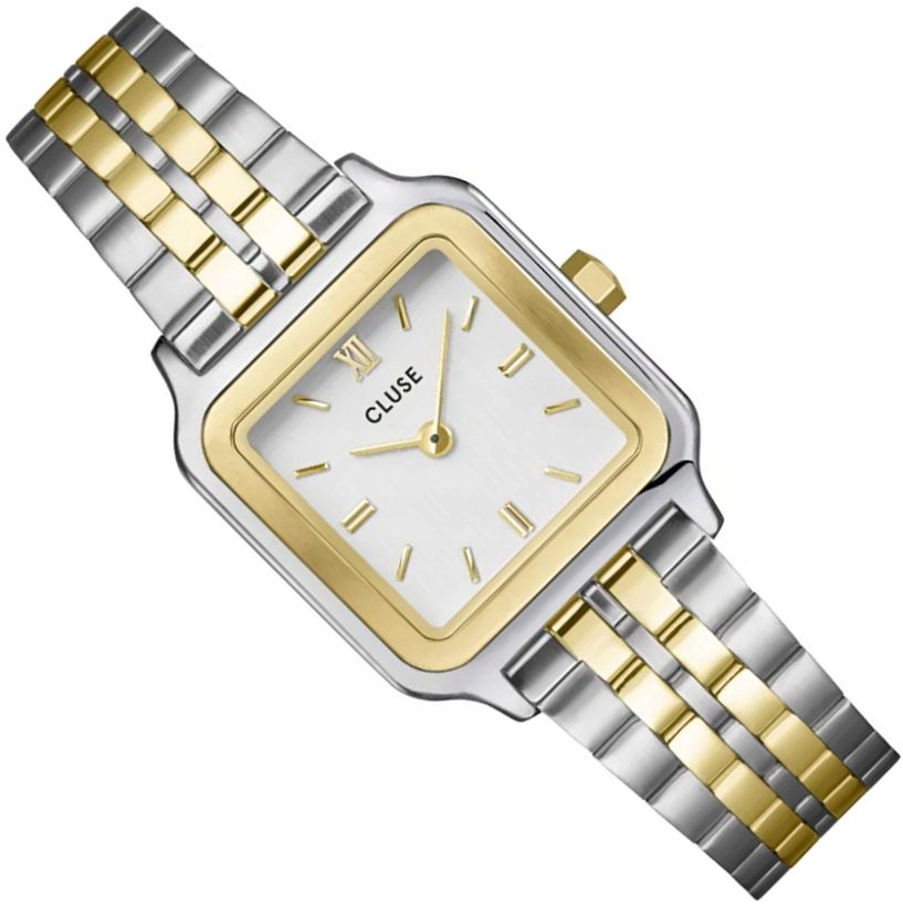 Čtvercové Dámské Hodinky Cluse CW11801 Bikolor Stříbrno-zlatá Slim 24 mm Box