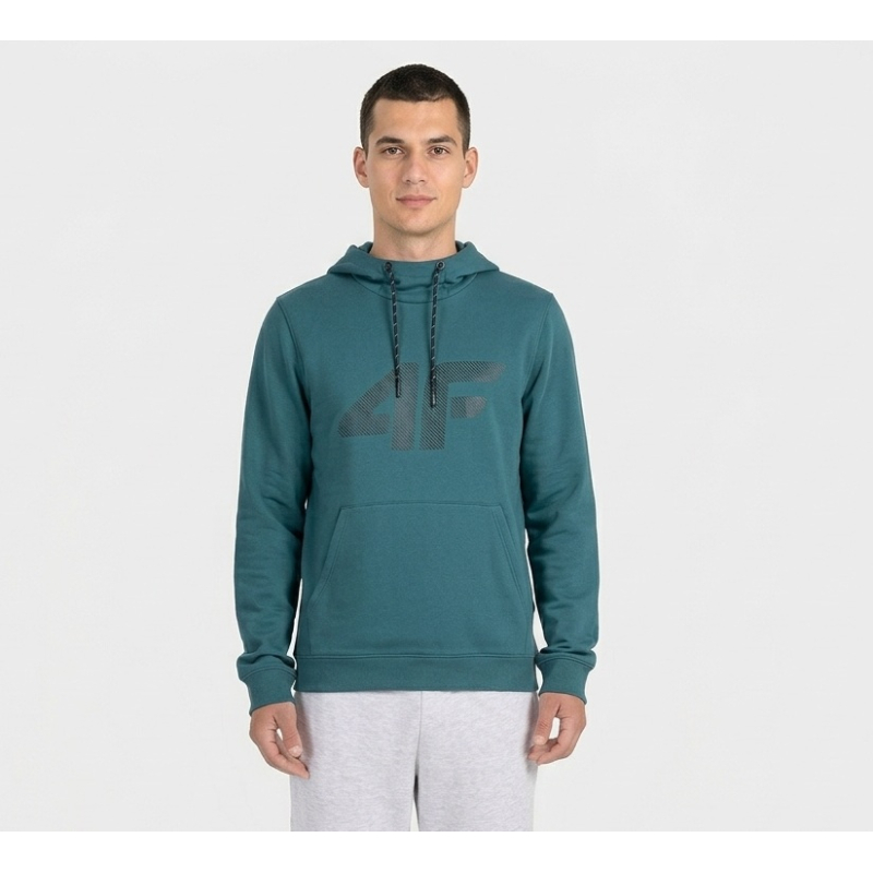 Męska bluza dresowa regular z kapturem 4F turkusowa XL