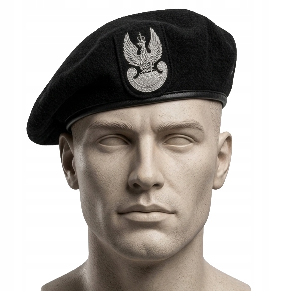 Beret Wojsk Lądowych Czarny Wojskowy Tłoczony 59 cm