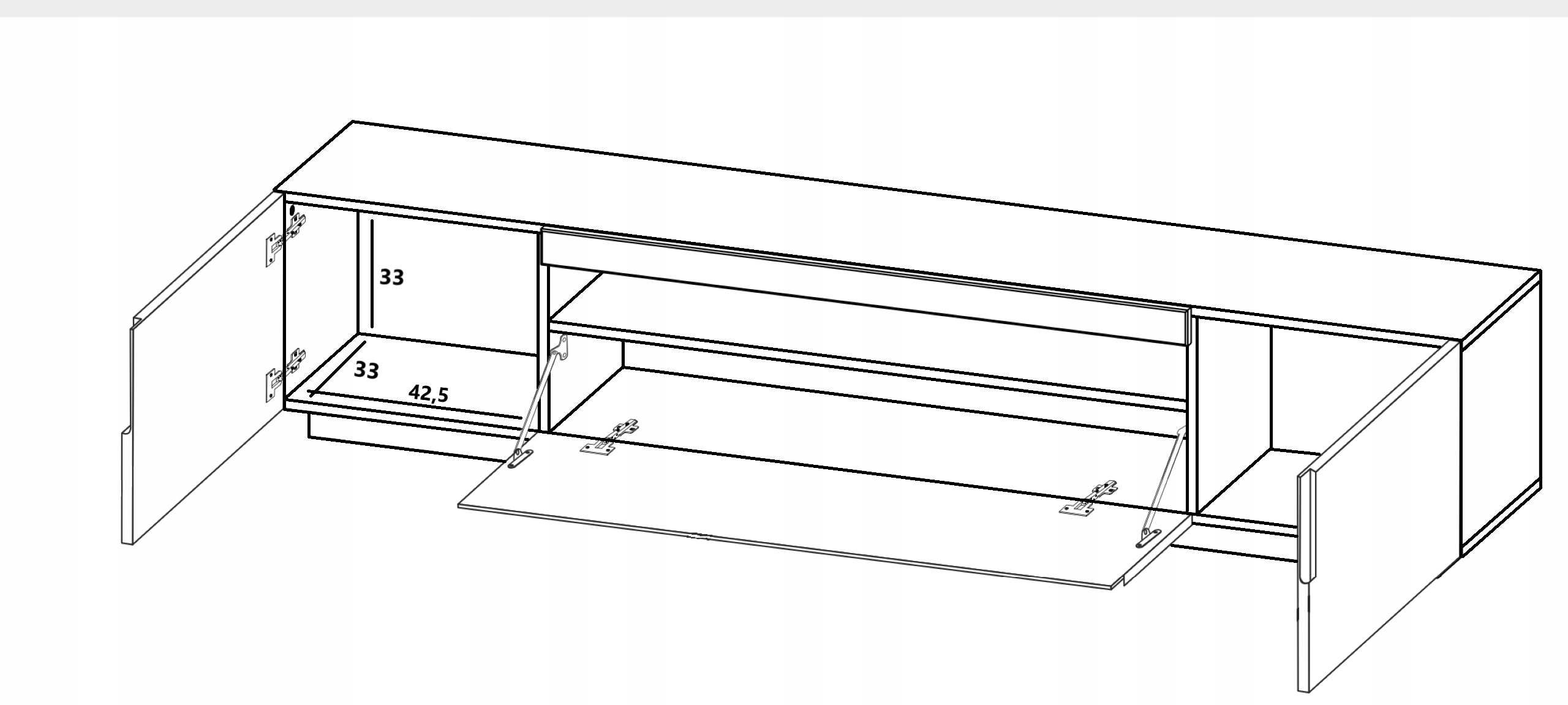 Szafka RTV Loft Industrialna dąb czarny MAT 200cm Kolor mebla dąb wotan