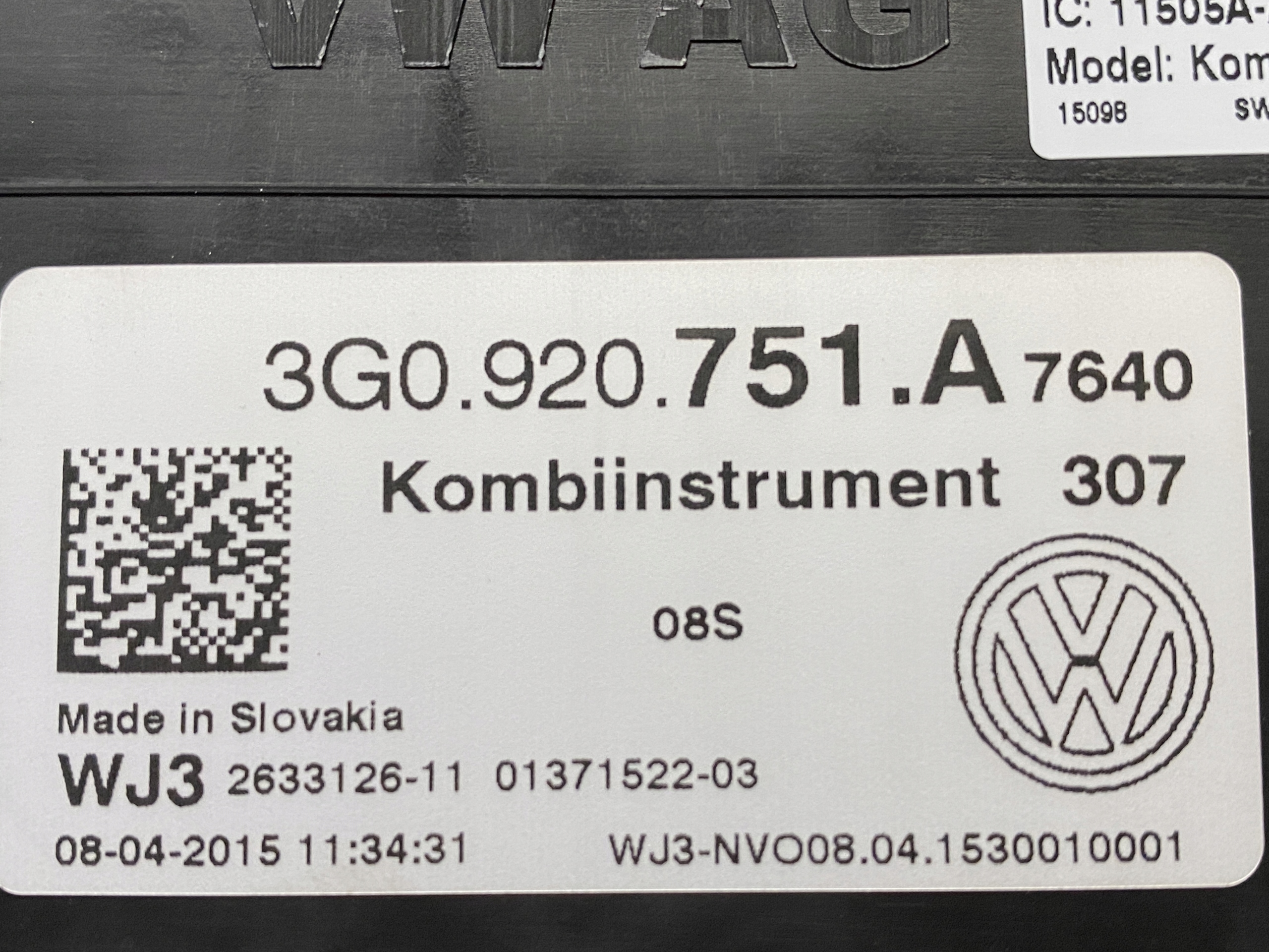 VW PASSAT B8 tdi dials dials 3G0920751A