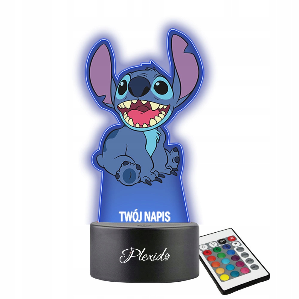 Lampka Nocna z Nadrukiem 3D LED Stich Imię Prezent