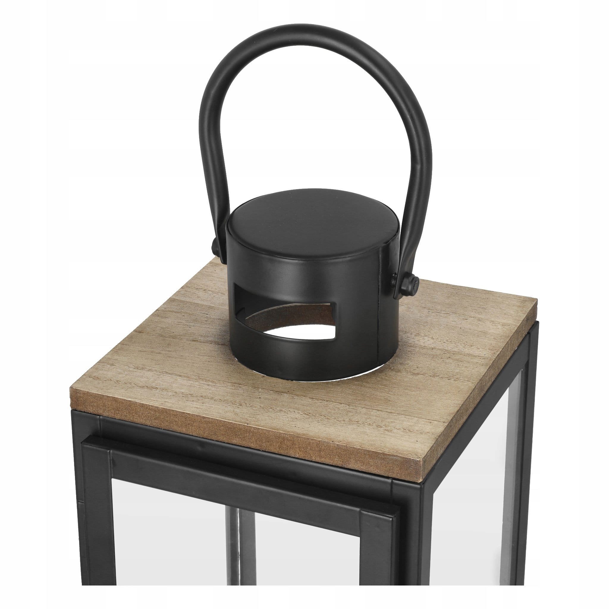 LAMPION ŚWIECZNIK LATARNIA LOFT DEKORACYJNY CZARNY METAL 37cm Kolor dominujący czarny