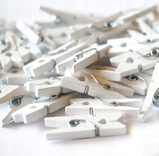 

Mini Klamerki Drewniane 2,5cm spinacze Białe ślub