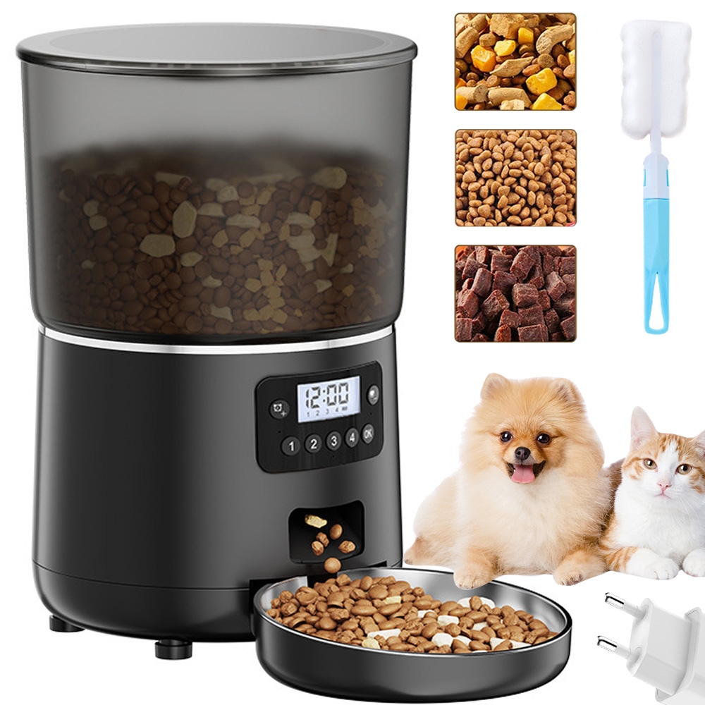 Levně Podavač Krmiva Miska Pro Kočky Králíka Automatický Dávkovač Krmiva 4L Černá