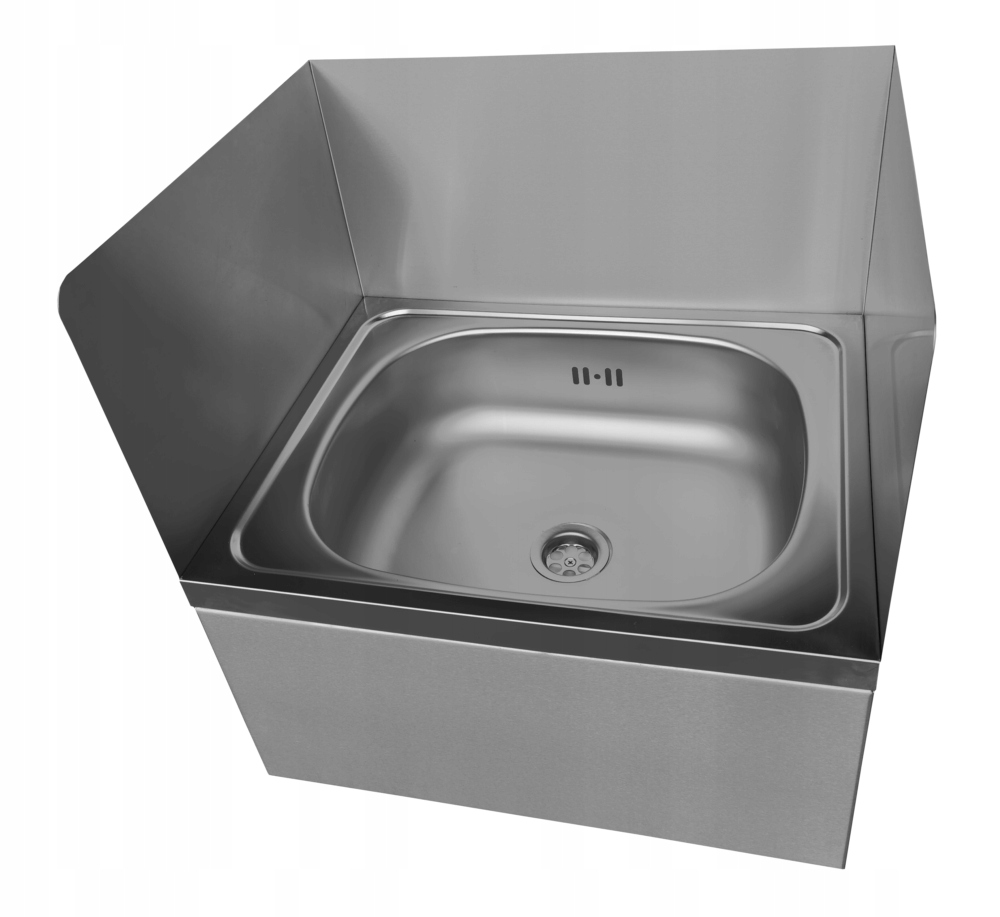 Umyvadlo z z nerezové oceli, průmyslové, s bočnicemi