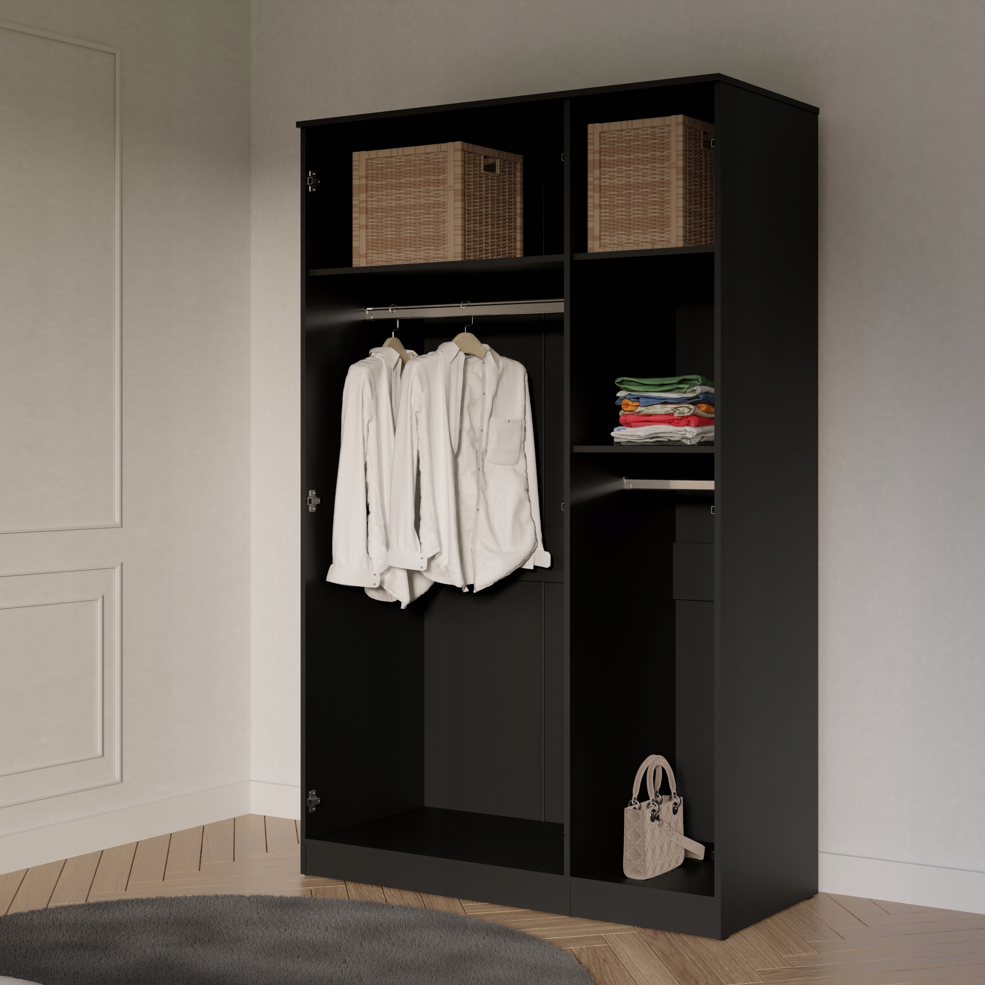 Szafa uchylna z lustrem Monza 3D 120 Czarna