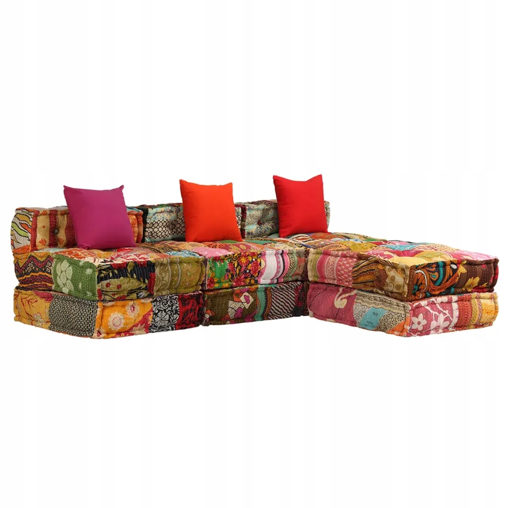 3místný modulární pouf patchwork textil Vícebarevný 244983