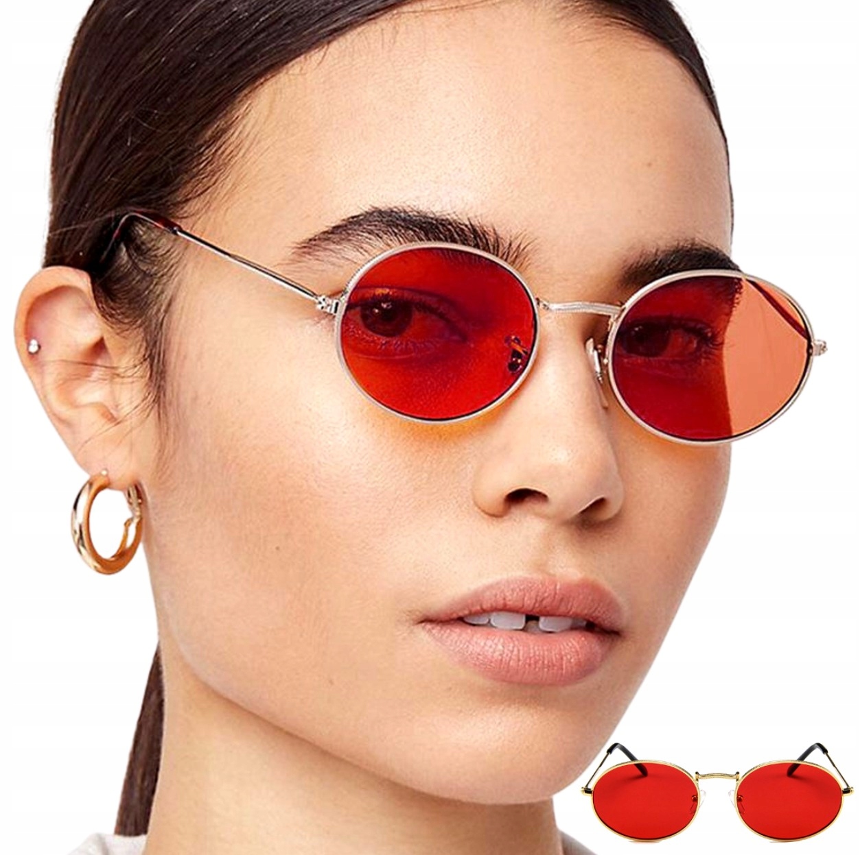 

Okulary owalne boho retro metalowe Lenonki eye