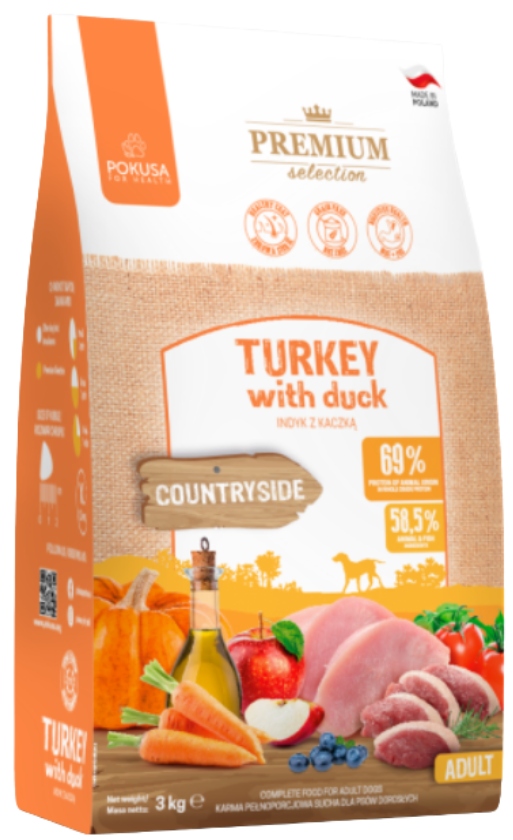 Levně Pokusa Premium Selection suché krmivo pro psa Krůta S Kachnou 3 kg