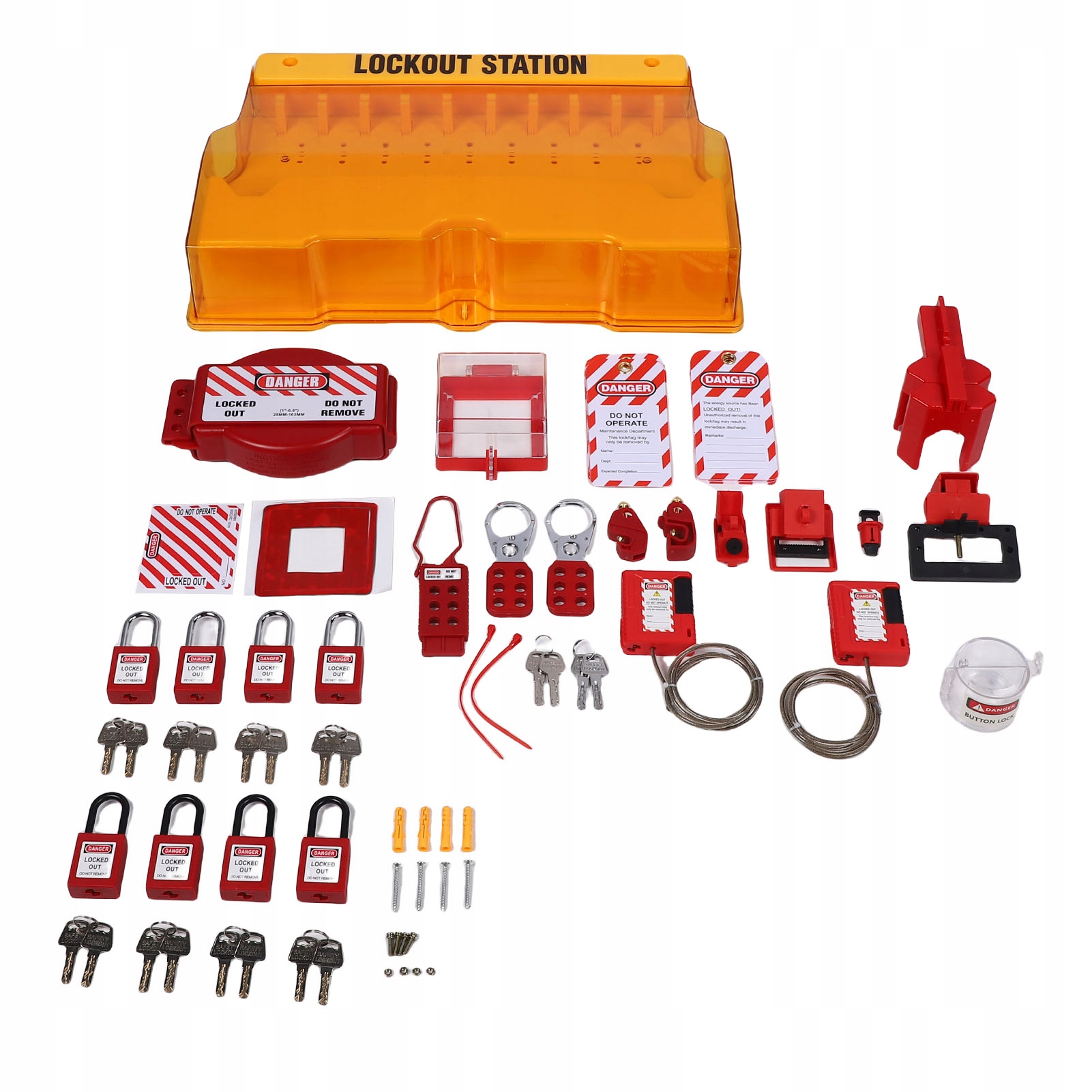 Stacja ścienna Lockout Tagout PC Żółta tablica ścienna Lockout Tagout ...