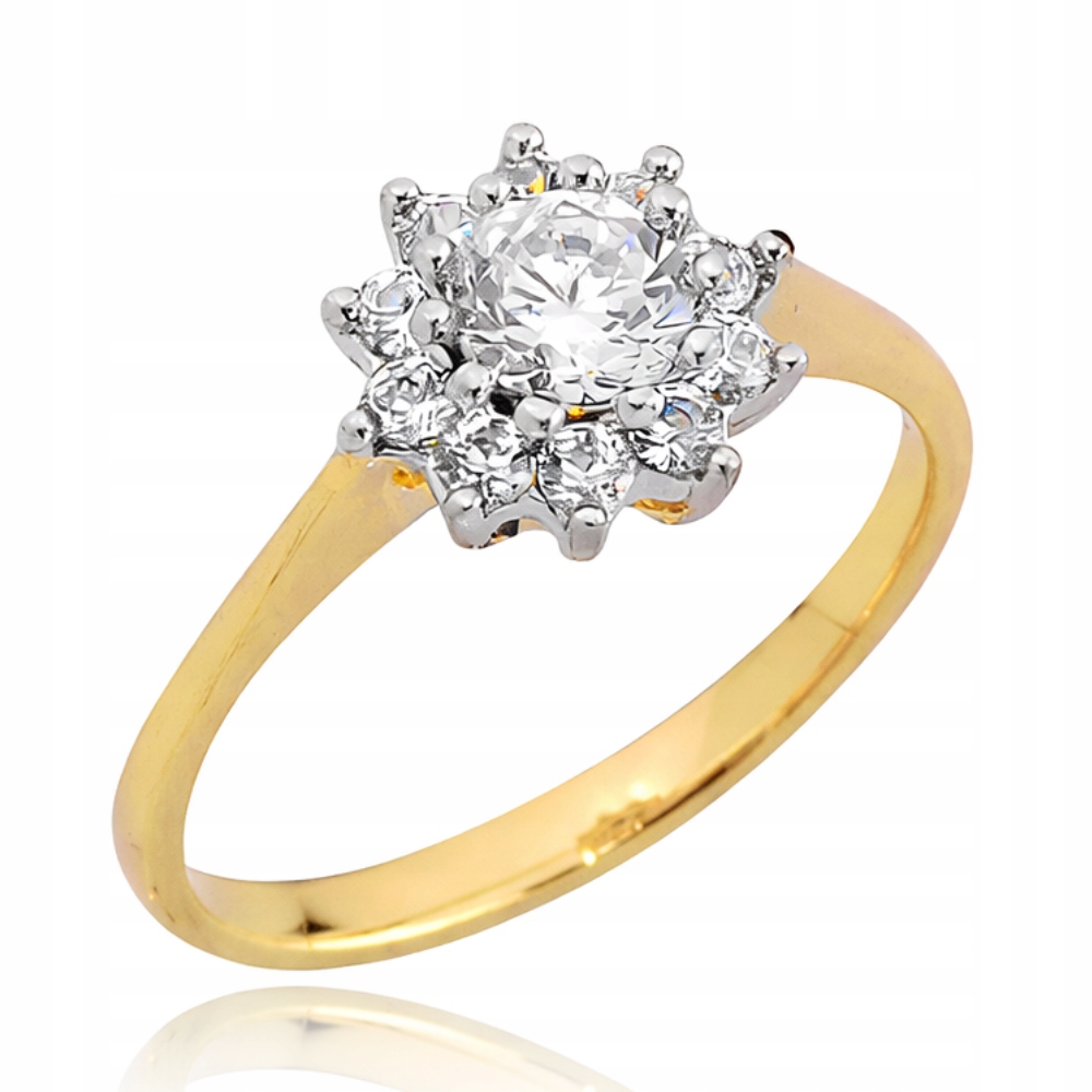 Zlatý Prstýnek 585 s Bílou Zirkonií Gravírování Bonus r19