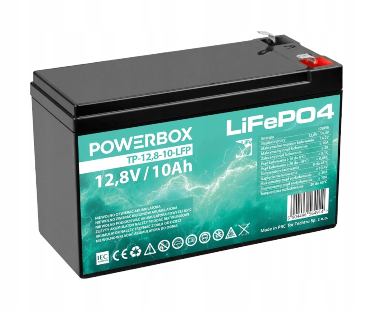 Akumulator LiFePO4 Powerbox 12,8V 10Ah (10A) T2 do Off-grid Kampera Łodzi