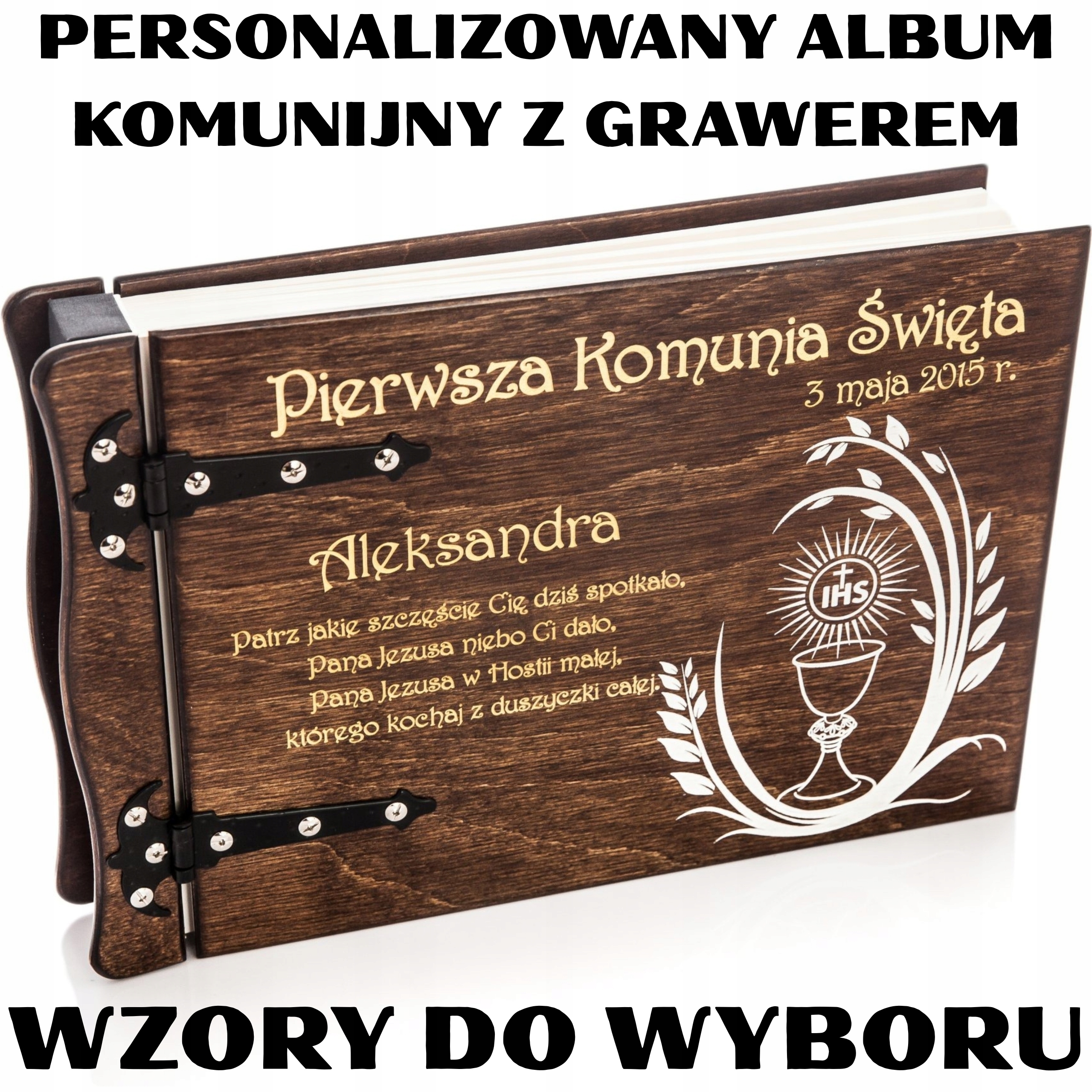 Album Drewniany Personalizowany Z Grawerem Komunia Na Komunie