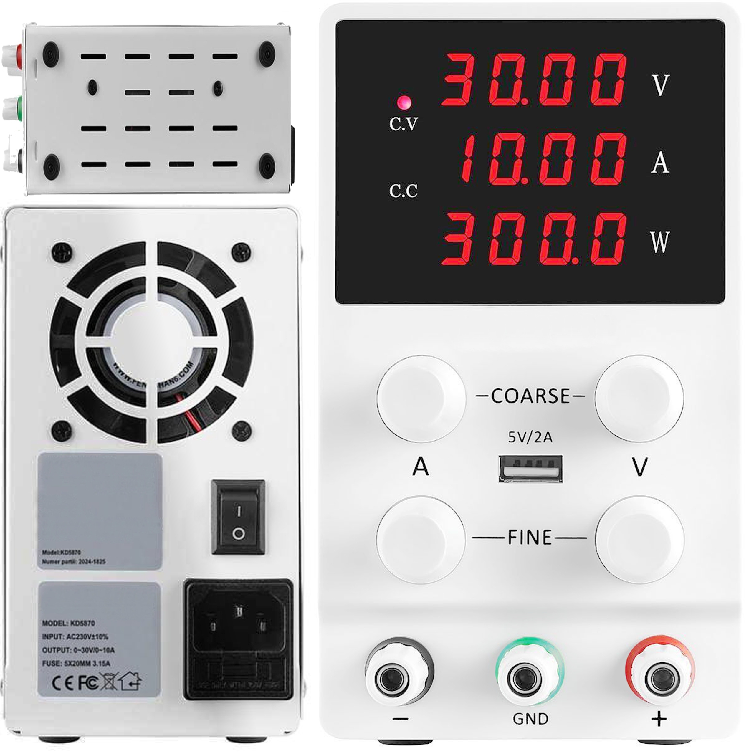 Presný Nastaviteľný Laboratórny Napájací Zdroj 0-30V 10A Led 200-240V Ac