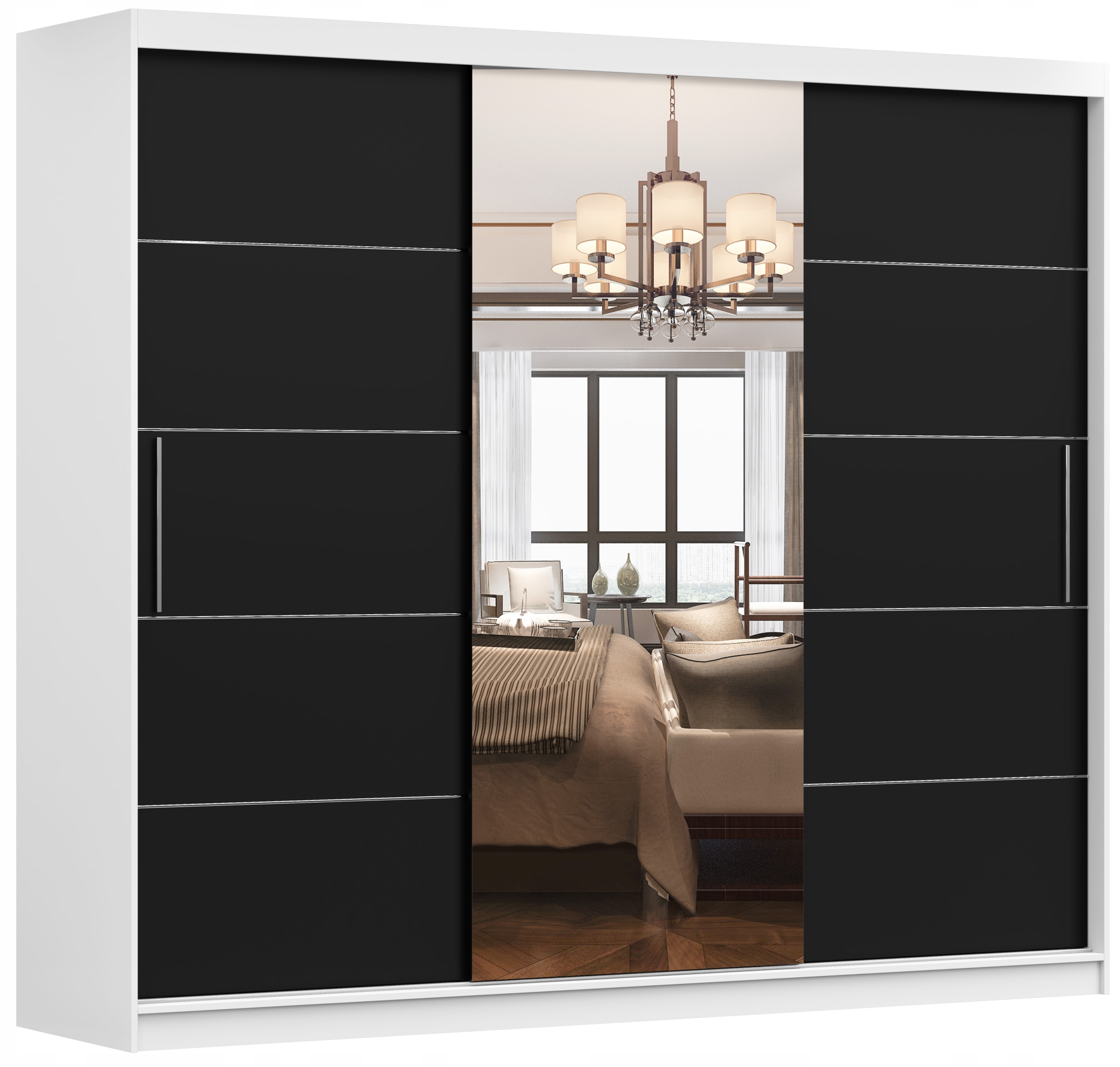 Skříň Alba I 250x61 Bílá/černá Zrcadlo police Výrobce