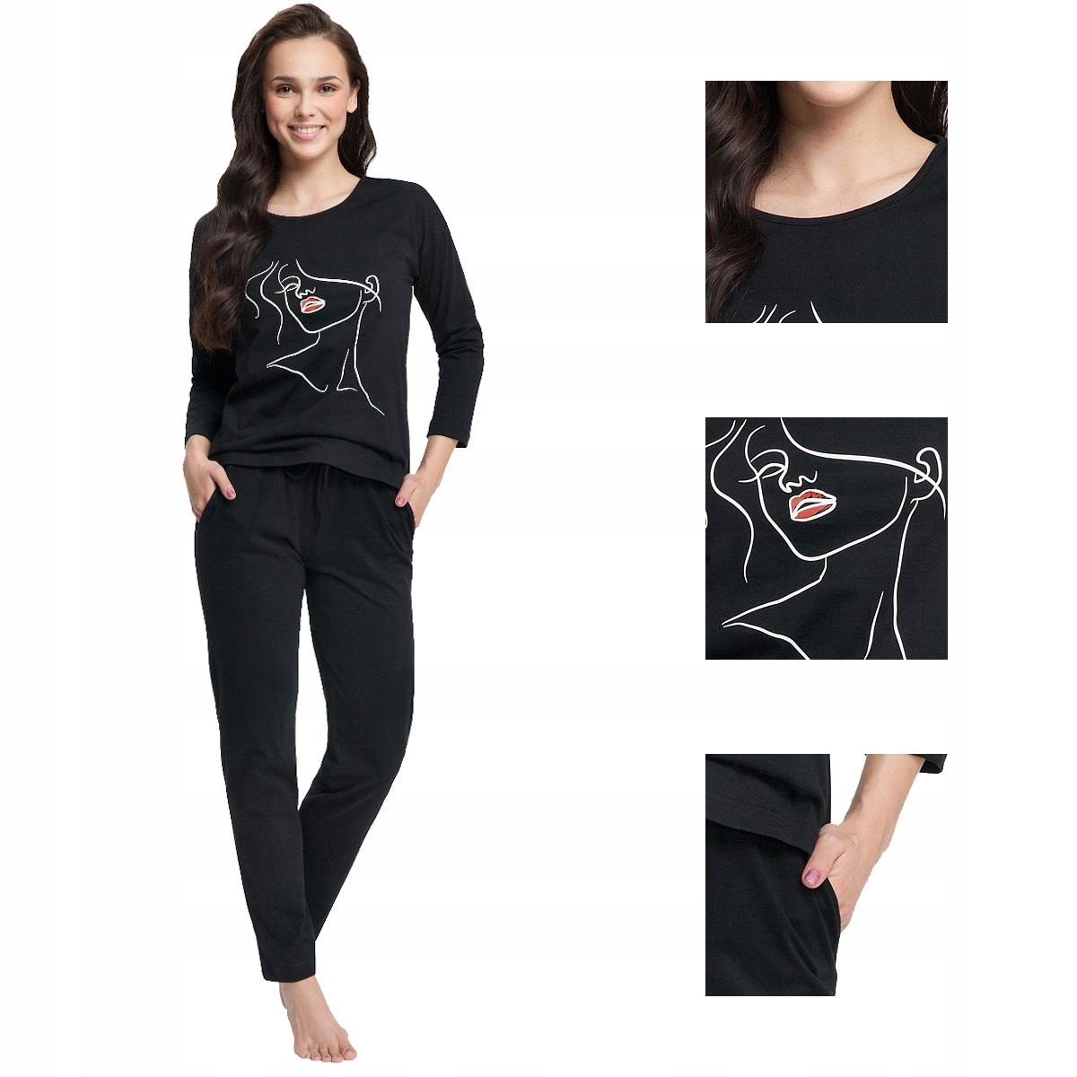 

Piżama damska Luna bawełniana kod 521 czarna [3XL]