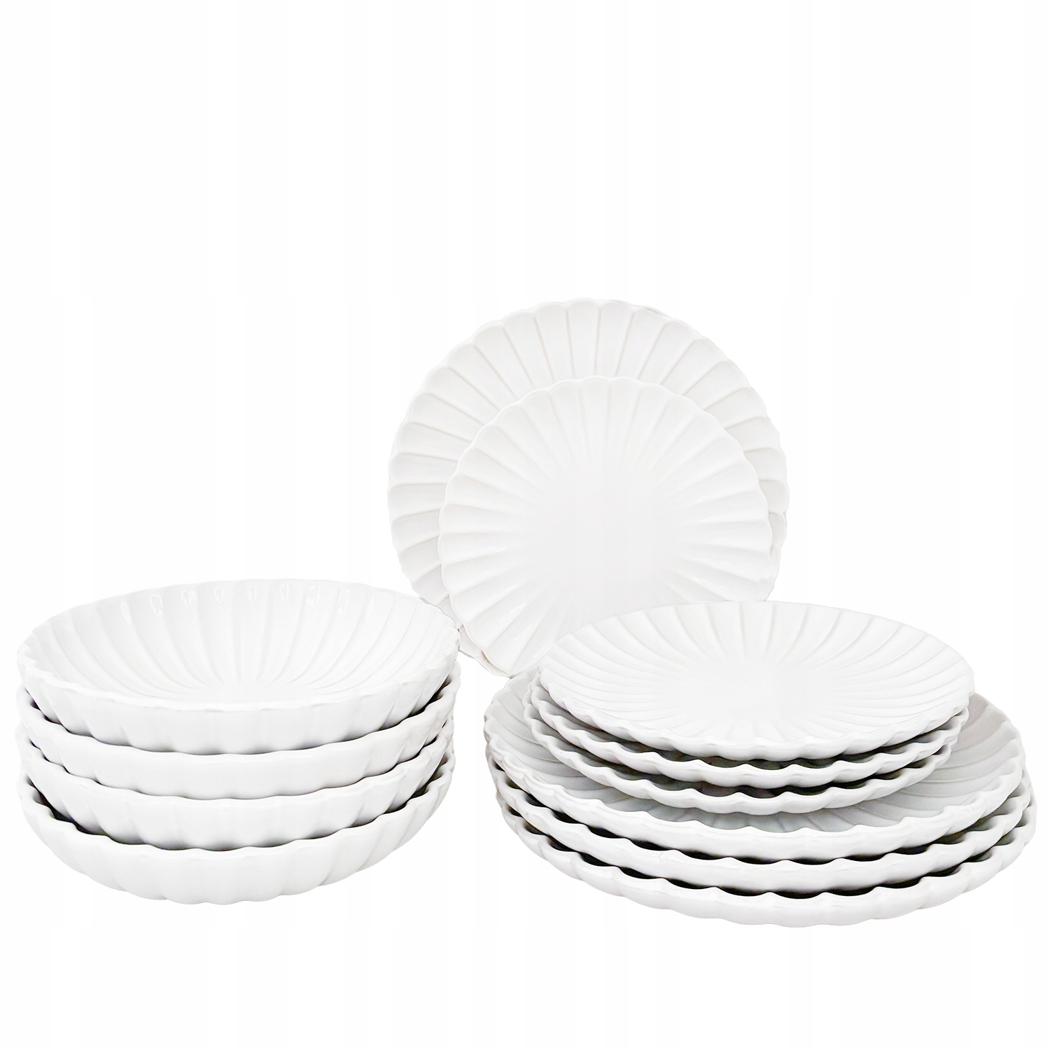 Obedový Servis Pre 4 Osoby Biely Keramický Lesk Taniere 12 Kusov