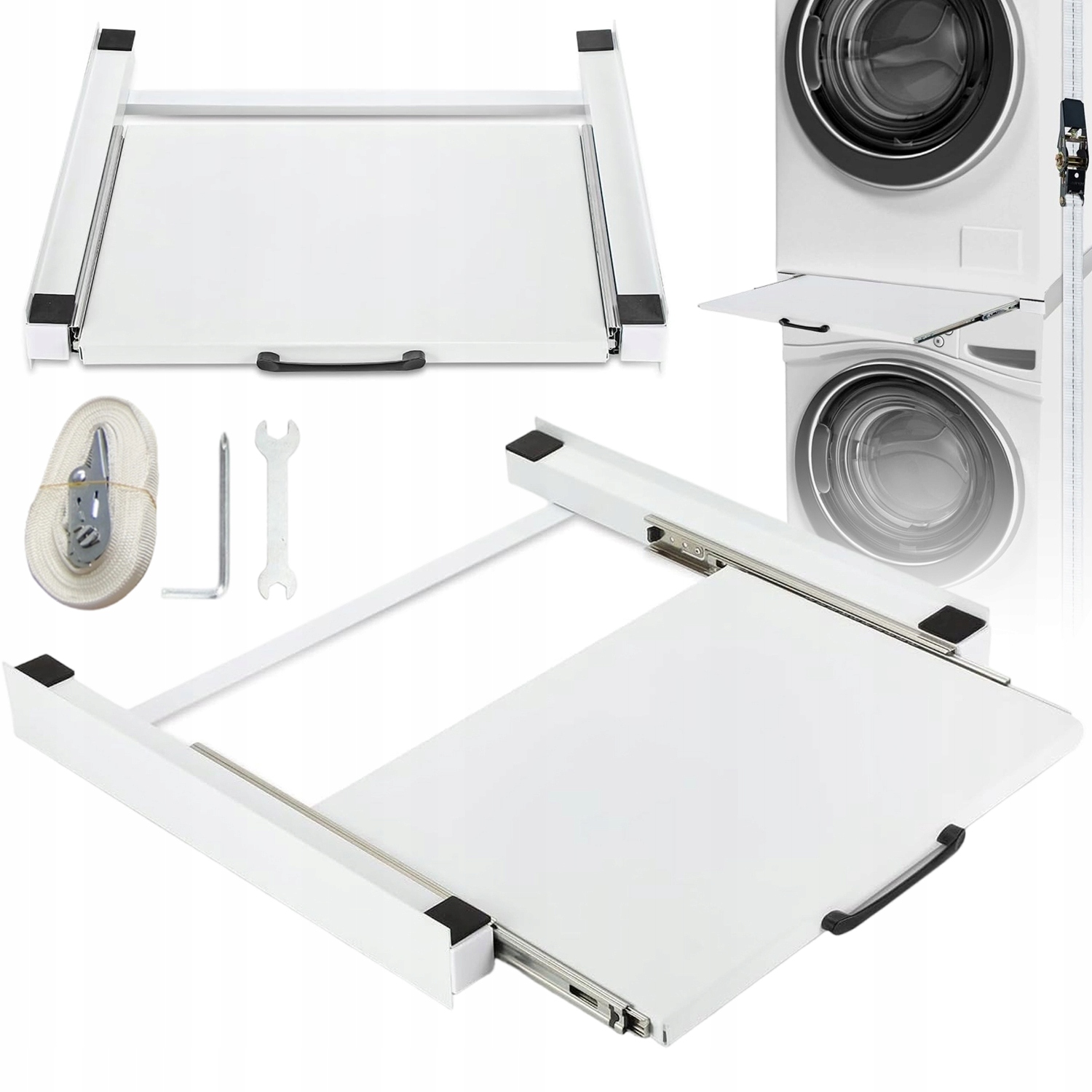 Uniwersalny Łącznik Pralki Suszarki Uniwersalny Z Półką Biały 54*60*7.5CM