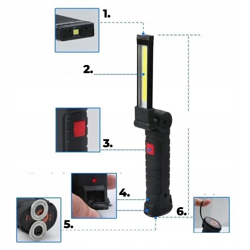 LATARKA UNIWERSALNA TURYSTYCZNA MAGNES HAK MOCNA Kolor dominujący czarny