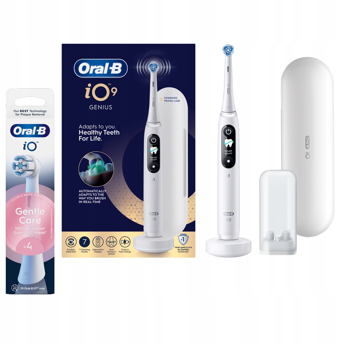 Szczoteczka elektryczna Oral-B iO 9 Genius Końcówki Gentle Care, 4 sztuki