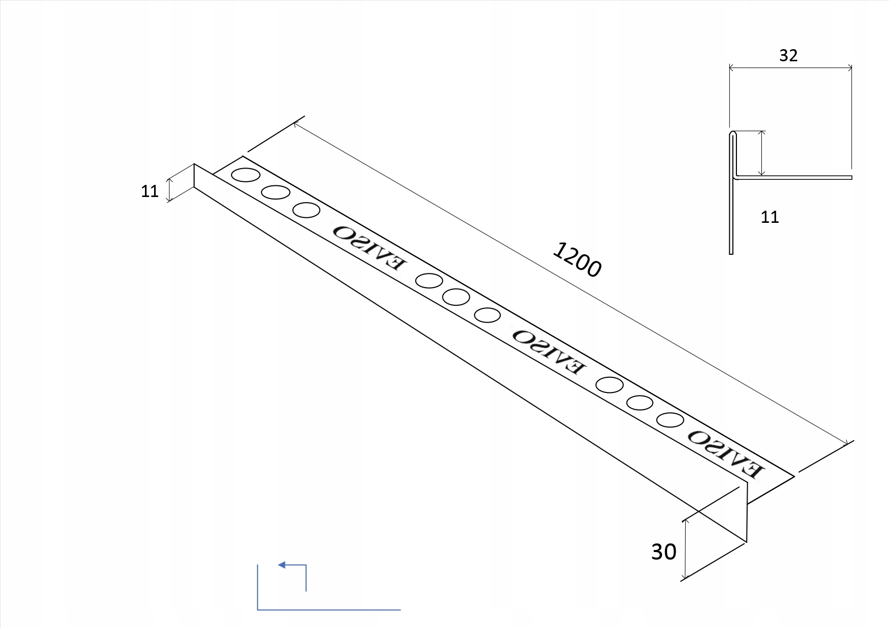 LISTWA SPADKOWA KRAWĘDZIOWA CZARNY MAT LEWA 120CM Rodzaj liniowy
