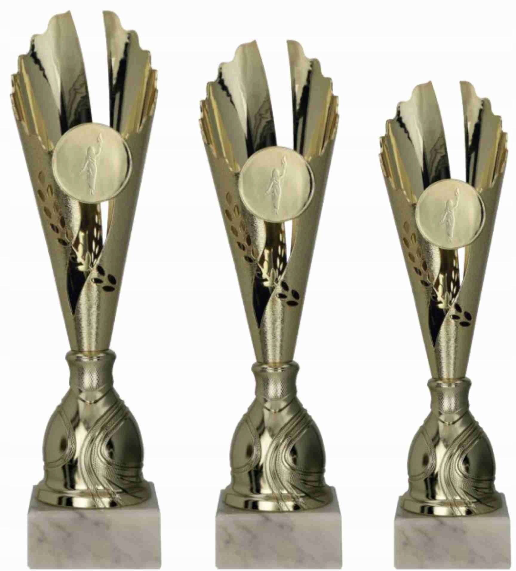 Velké poháry Komplet pohárů, sada trofejí, 35, 33, 30 cm emblém popis