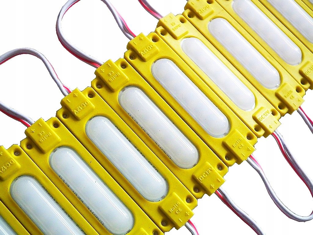 10x Moduł pasek LED COB 12V 2W wodoodporny ŻÓŁTY