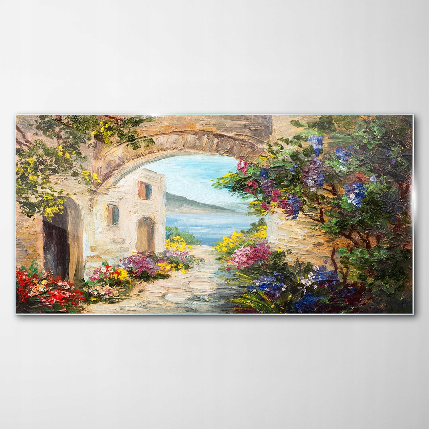 

Hartowany Obraz Szklany Dom Morze Kwiaty 100x50