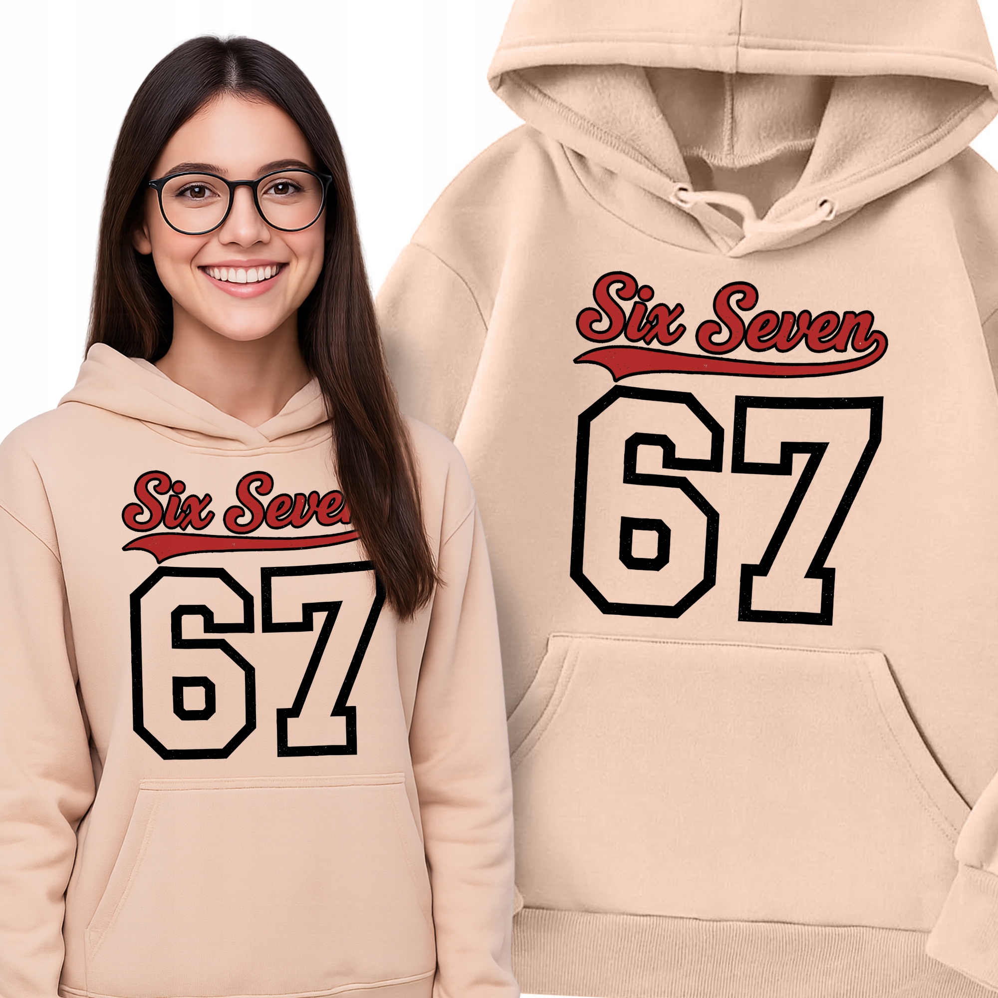 Mikina S Kapucí Peach Dárek Módní Stylová Six Seven 67 Mem #420 Viral M
